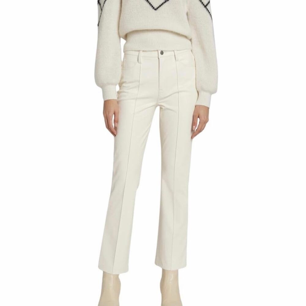 7 For All Mankind High Waist Slim Kick Faux Leather Beige Pants - Size 30, NWT